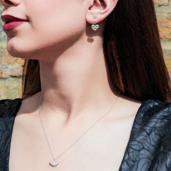 Silver Mesh Heart Drop Earrings, 6 of 11