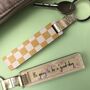 Personalised Yellow Checkered Glitter Stick Keyring, thumbnail 1 of 4