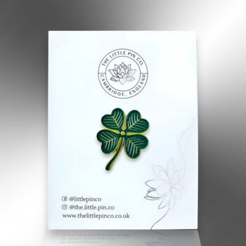 Lucky Four Leaf Clover Good Luck Enamel Pin, 5 of 9