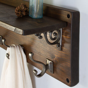 Reclaimed Wood Victorian Coat Hook Shelf, 6 of 6