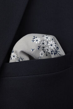 Wedding Handmade 100% Cotton Floral Print Tie In Grey, 10 of 10