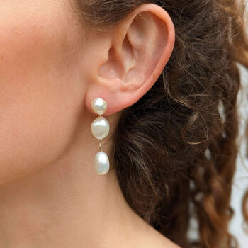 Three Freshwater Pearl Drop Earrings, 2 of 4