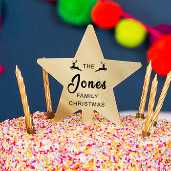 Personalised 'Family Christmas' Gold Star Cake Topper, 2 of 6