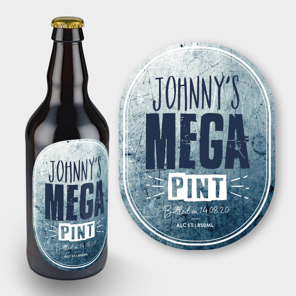 Personalised Beer Label Four Pack Mega Pint By Able Labels