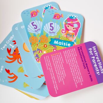 Personalised Mermaids Birthday Number Skills Cards Gift Box, 3 of 8