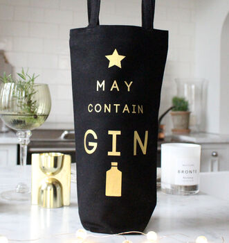 'May Contain Gin' Fairtrade Bottle Bag, 3 of 3