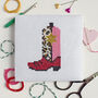 'Cowgirl Boot' Mini Cross Stitch Kit, thumbnail 1 of 2