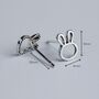 Sterling Silver Minimalist Bunny Rabbit Stud Earrings, thumbnail 3 of 5