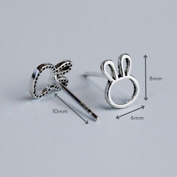 Sterling Silver Minimalist Bunny Rabbit Stud Earrings, 3 of 5