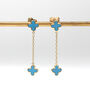 9ct Yellow Gold Turquoise Petals Drop Earrings, thumbnail 1 of 3