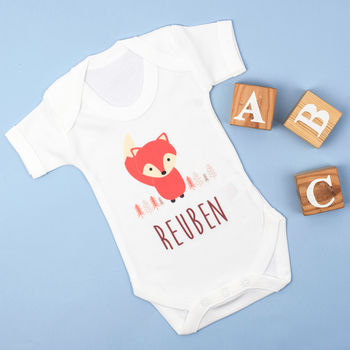 Personalised Fox Babygrow Baby Gift, 6 of 10