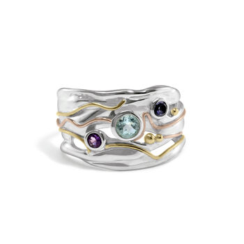 Blue Topaz, Amethyst, And Iolite Sterling Silver Ring, 4 of 6