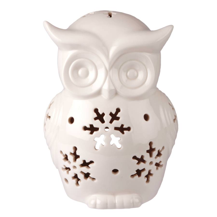 white owl tea light holder by the christmas home