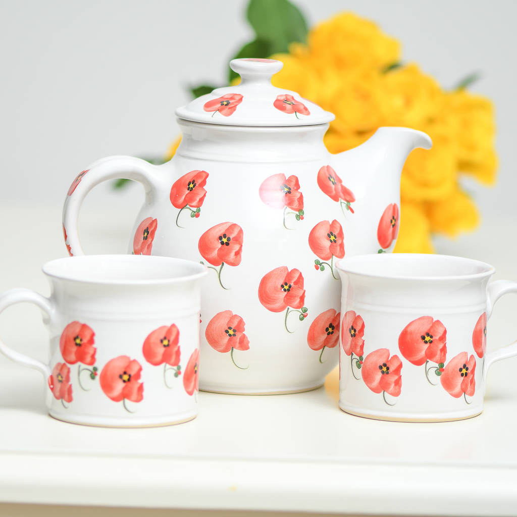 Handmade Poppy Teapot By Terry Pottery