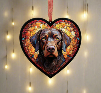 Labrador Stained Glass Effect Heart Suncatcher, 4 of 9