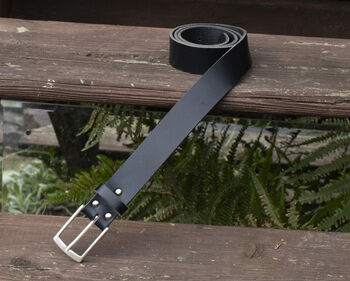 Handmade Black Leather Belt Men's English Leather 35mm Wide, 2 of 10