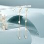 Sterling Silver Oval Freshwater Pearl Long Drop Hook Earrings, thumbnail 5 of 11