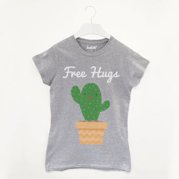 Free Hugs Cactus Women's Slogan T Shirt, 2 of 2