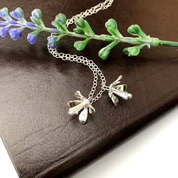 Double Lily Flower Drop Necklace, 10 of 12