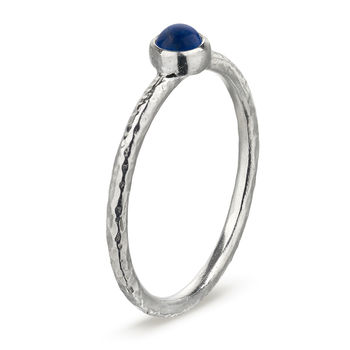 Raw Stone Silver Stacking Ring: Lapis Lazuli, 2 of 5