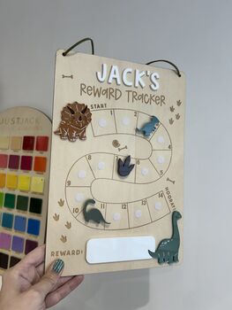 Personalised Kids Reward / Behaviour Chart Tracker Dinosaur, 2 of 5