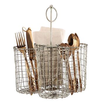 Normal Four Compartment Wire Kitchen Utensil Holder 