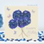 Birthday Butterfly Blue Hydrangea Bouquet Card, Not 3D, thumbnail 1 of 12