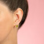 Peridot 18k Gold Plated Pear Drop Stud Earrings, thumbnail 2 of 4