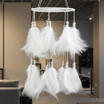 Halo White Faux Feather Dream Catcher For Girls Room, 3 of 4