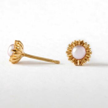 Dahlia Bud Freshwater Pearl Earrings – Gold Vermeil, 3 of 4