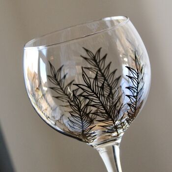 Monochrome Leaf Hand Painted Gin Glass, 2 of 7