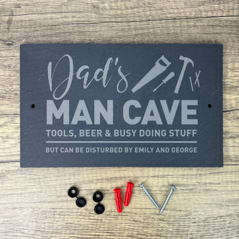 Personalised Tools Dad's Man Cave Slate Wall Sign 25 X 15cm, 4 of 8