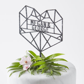 Geometric Heart Personalised Cake Topper, 2 of 8