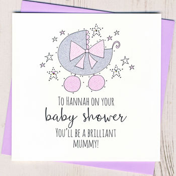 Personalised Glittery Baby Shower Card, 2 of 4