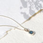 September Birthstone Sapphire Silver Charm Necklace, thumbnail 1 of 12
