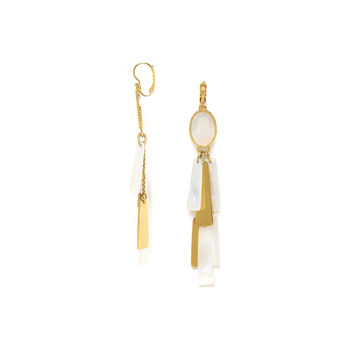 Mother Of Pearl Gold Plated Dangles Earrings, 2 of 3