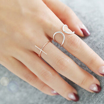 Sterling Silver Minimalist Cross Adjustable Ring, 2 of 4