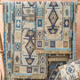 Handmade Bohemian Blue Handloom Kilim Rug, Runner, thumbnail 5 of 7