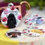 Premium Dog Breed ID Tag Red Flowers, thumbnail 2 of 12