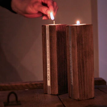 Two Personalised Wooden Tealight Candle Holders, 5 of 10