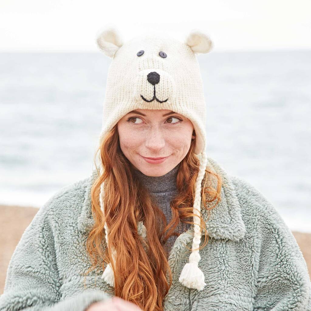 Polar Bear Hand Knitted Woollen Animal Hat By Paper High