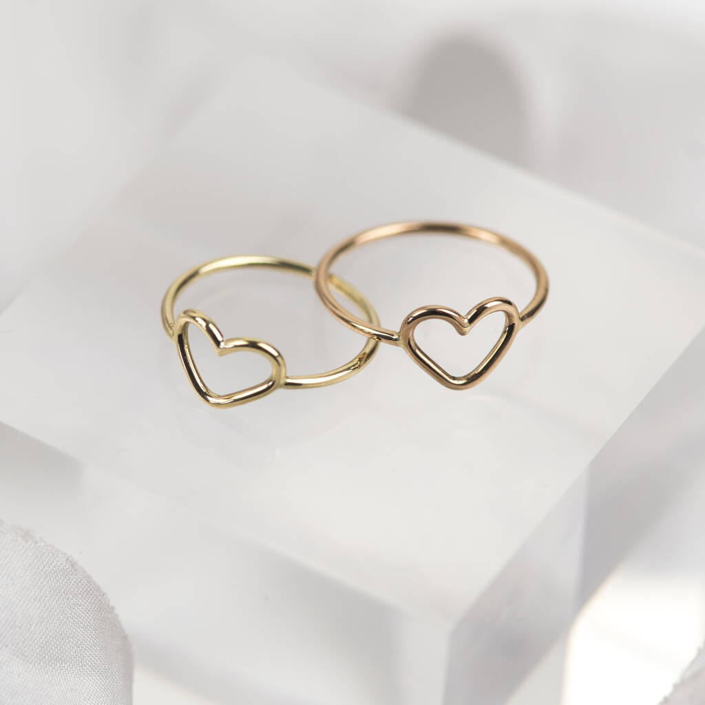 Handmade Solid Gold Open Heart Ring By Ruby Tynan Jewellery