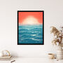 Horizon Hour Abstract Sunset Orange Teal Wall Art Print, thumbnail 4 of 6