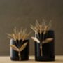 Handmade Black Marble Vases With Brass Wheat Detail – Set Of Two, thumbnail 1 of 2