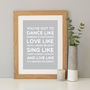 'Dance Like' Inspirational Quote Print, thumbnail 6 of 12