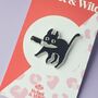 Black Cat Knife Enamel Pin Badge, thumbnail 1 of 4