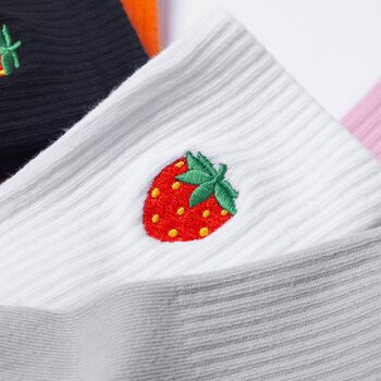 Strawberry Socks Embroidered Unisex Crew Socks, 2 of 6