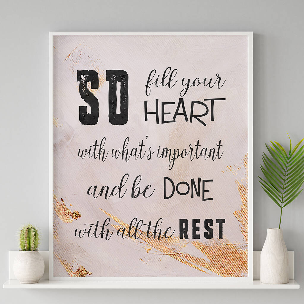 'Fill Your Heart' Inspirational Quote Typographic Print By Pink ...