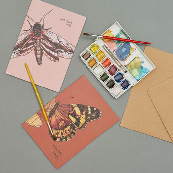 Handmade Greeting Card Privet Hawk Moth, Recycled Card, 2 of 6