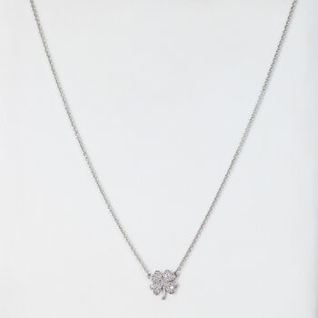Sparkly Four Leaf Clover Pendant Necklace, 3 of 3